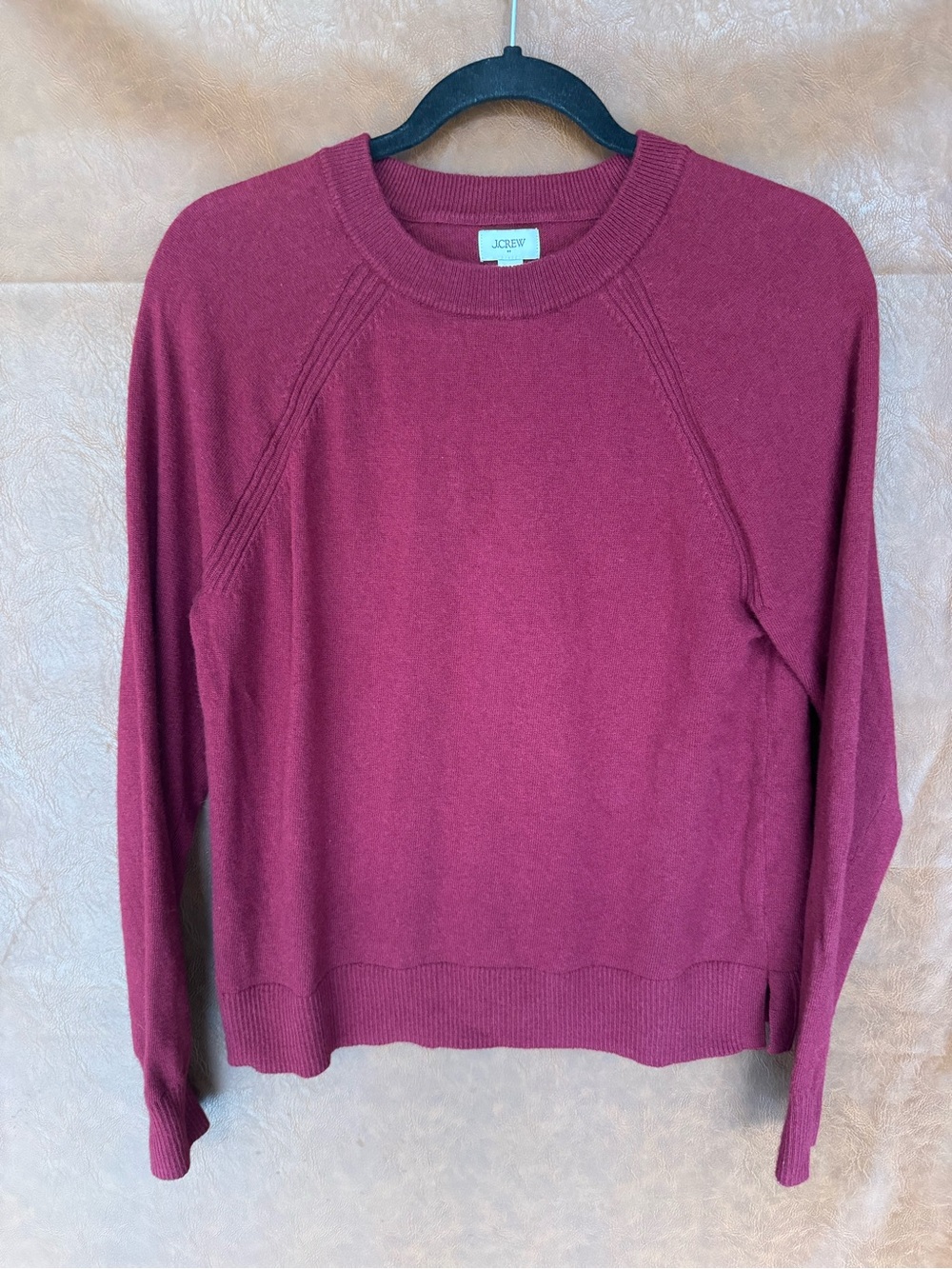 J.Crew Women’s Small Burgundy Wool Blend Raglan Crewneck Sweater